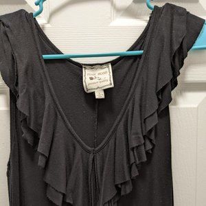 Pink Rose, Large, Black Dress with ruffles